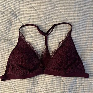 Victoria's Secret Lace Halter Bralette in Burgundy